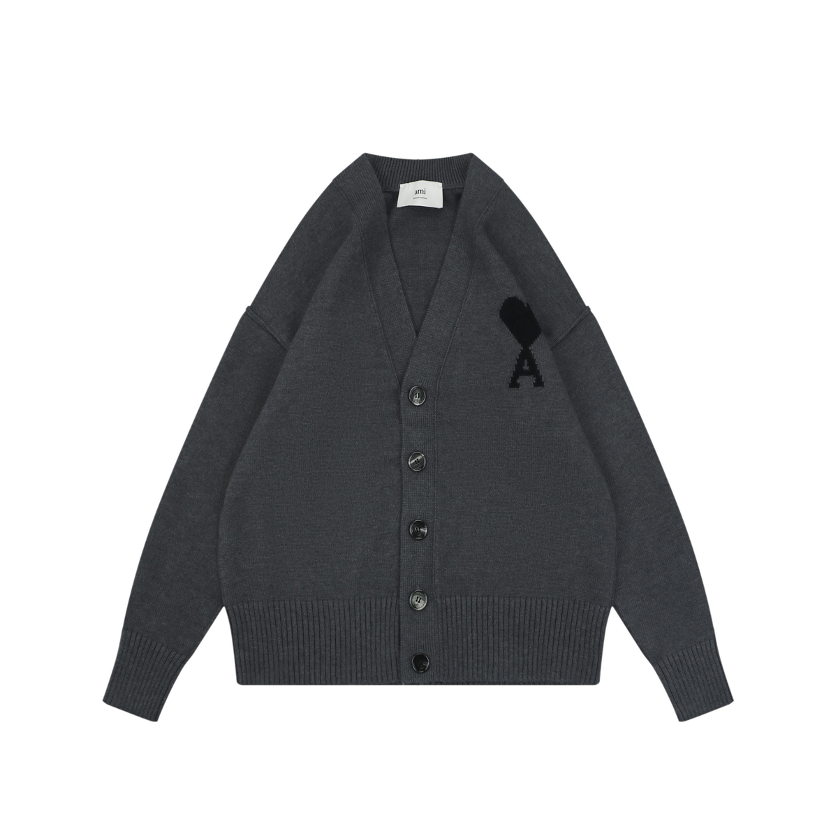 AMI Paris Ami Heart-Logo V-Neck Cardigan | Knit Layer