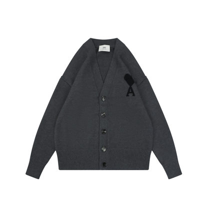 AMI Paris Ami Heart-Logo V-Neck Cardigan | Knit Layer