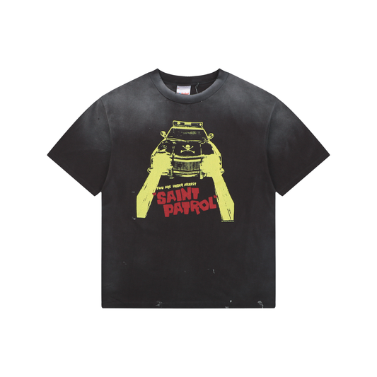 Saint Michael Hell Police Car Patrol Graphic Short-Sleeve T-Shirt