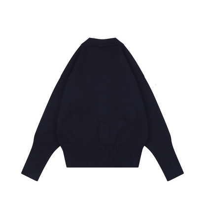 AMI Paris Heart-Jacquard Turtleneck Cardigan | Knit Layer