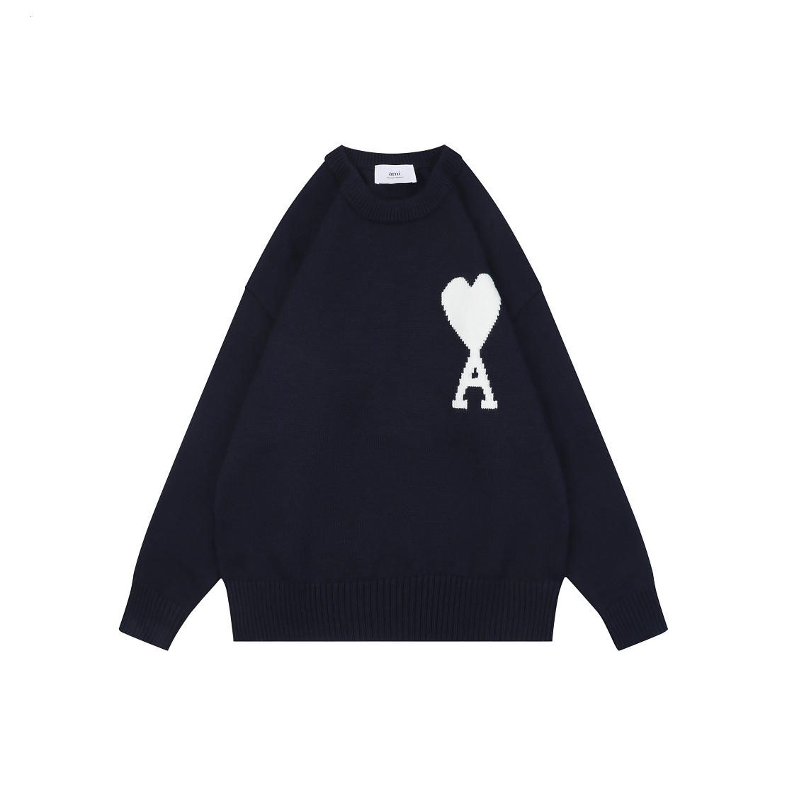 AMI Paris Heart-Jacquard Crew-Neck Sweater | Knit Pullover