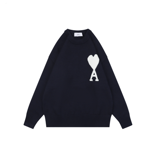 AMI Paris Heart-Jacquard Crew-Neck Sweater | Knit Pullover