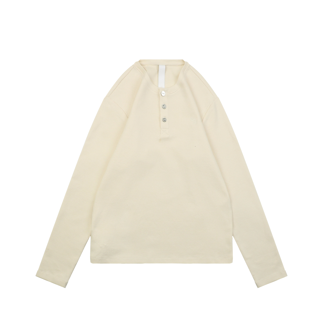 Chrome Hearts Youth Waffle-Knit Long-Sleeve Henley Shirt with Silver Buttons