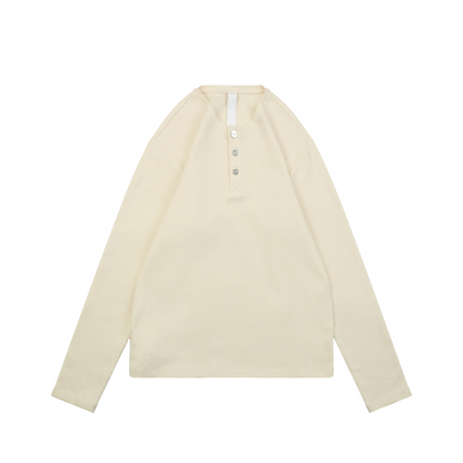 Chrome Hearts Youth Waffle-Knit Long-Sleeve Henley Shirt with Silver Buttons