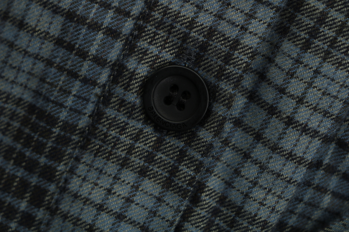 Balenciaga Blue-Grey Plaid Quilted Jacket