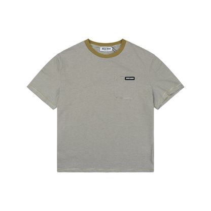 Miu Miu Striped-Collar Short-Sleeve Top - Mustard Yellow