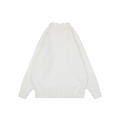 AMI Paris Heart Jacquard Crew-Neck Sweater - White