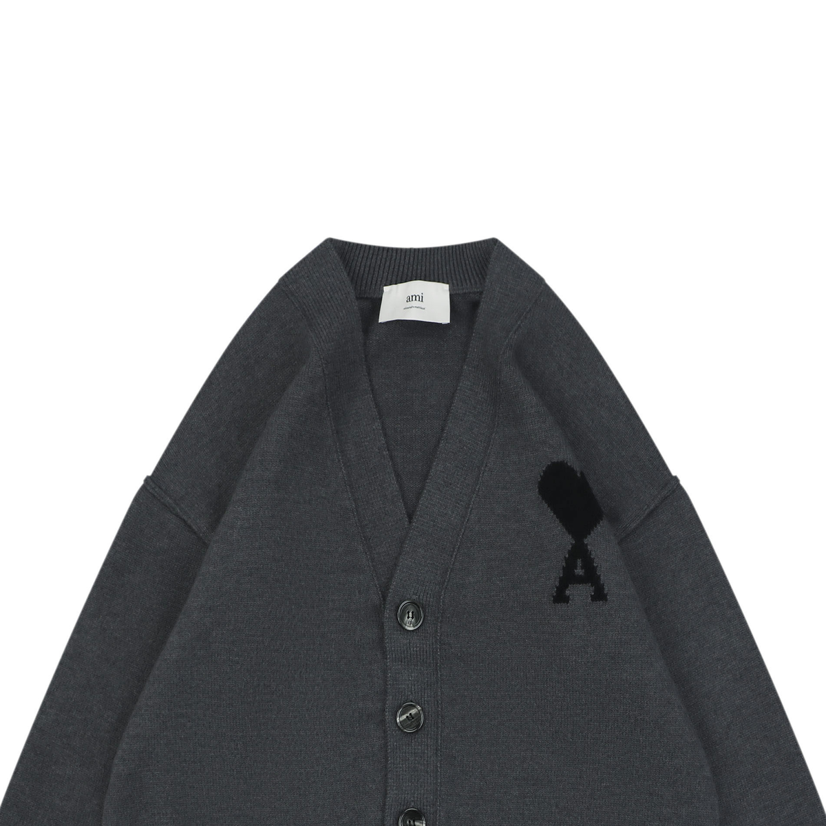 AMI Paris Ami Heart-Logo V-Neck Cardigan | Knit Layer