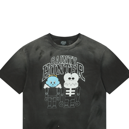 Saint Michael Skull Cherub Print Short-Sleeve T-Shirt