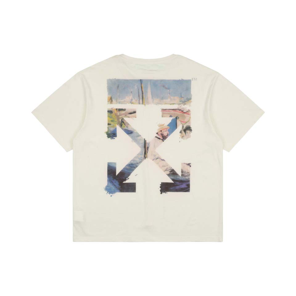 Off-White Watercolor Oil Painting Arrow Print T-Shirt | Short-Sleeve