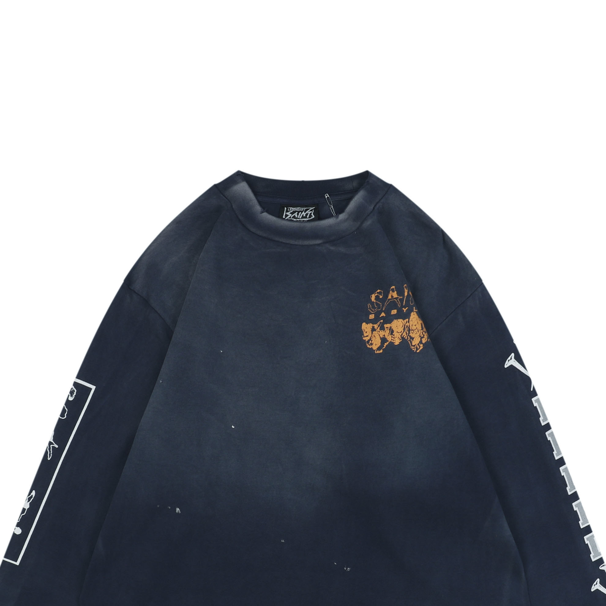 Saint Michael Wolf Head and Nail Print Long-Sleeve Top