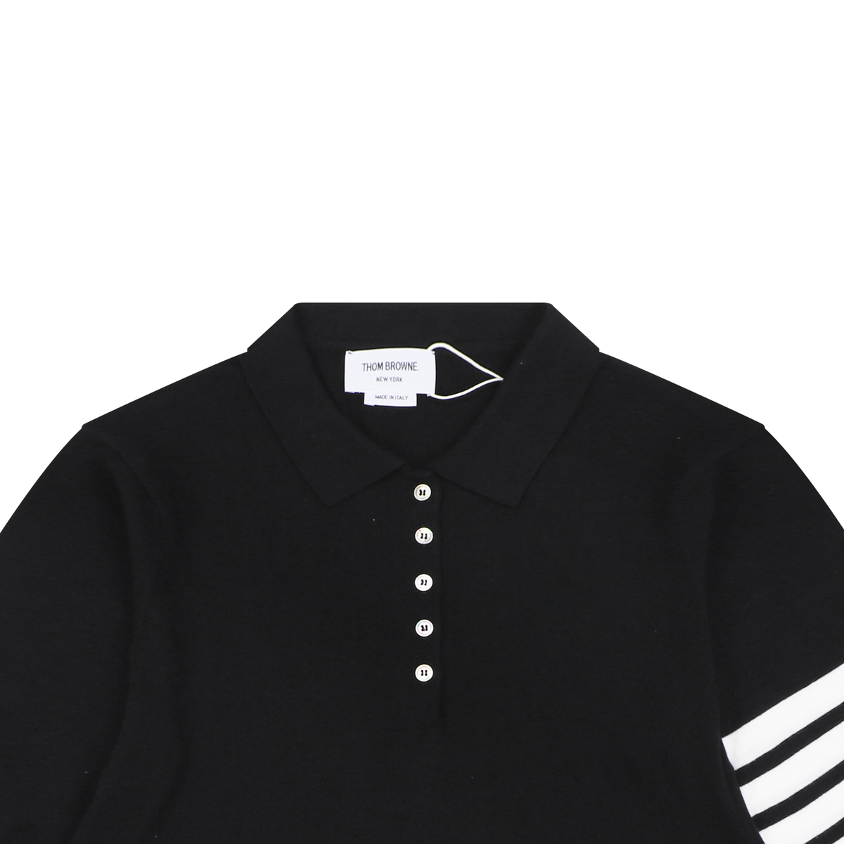 Thom Browne Navy Blue 4-Bar 5-Button Short-Sleeve Polo
