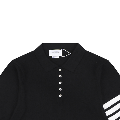 Thom Browne Navy Blue 4-Bar 5-Button Short-Sleeve Polo