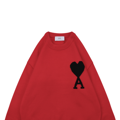 AMI Paris Heart-Jacquard Crew-Neck Sweater
