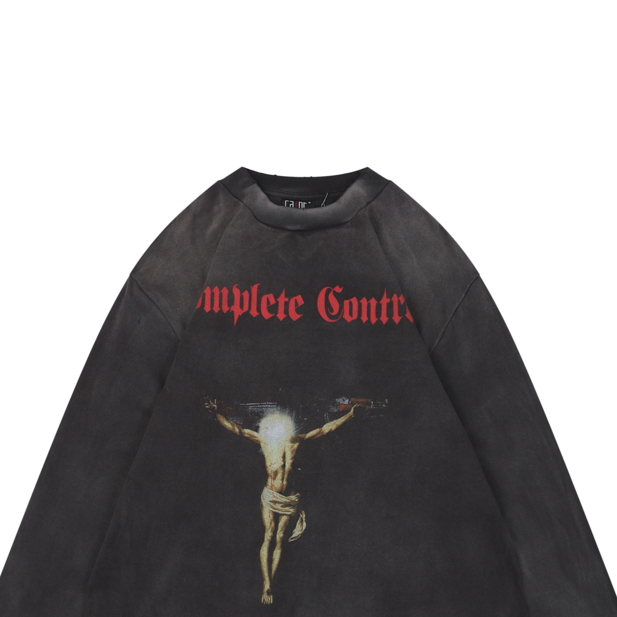 Saint Michael Gun and Crucified Jesus Print Long-Sleeve Tee