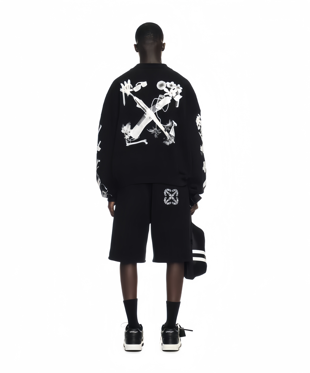 Off-White Digital Headphones Arrow Print Crewneck Sweatshirt – Black | Y2K MP3 Graphic Oversized Streetwear Top