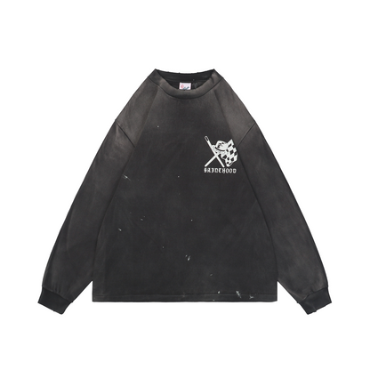 Saint Michael Skull Helmet Print Long-Sleeve T-Shirt