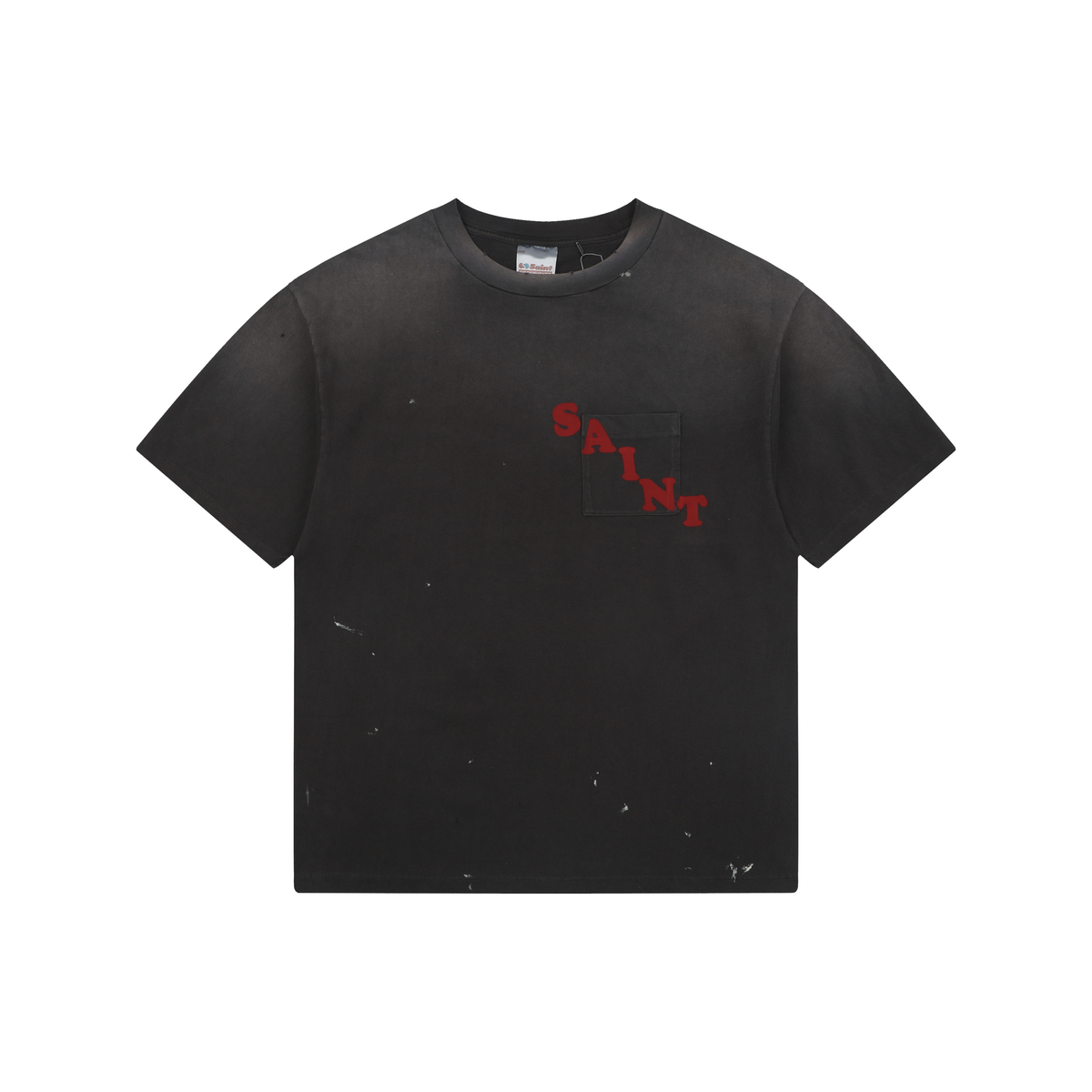 Saint Michael Irregular Lettering and Pocket Print Short-Sleeve T-Shirt