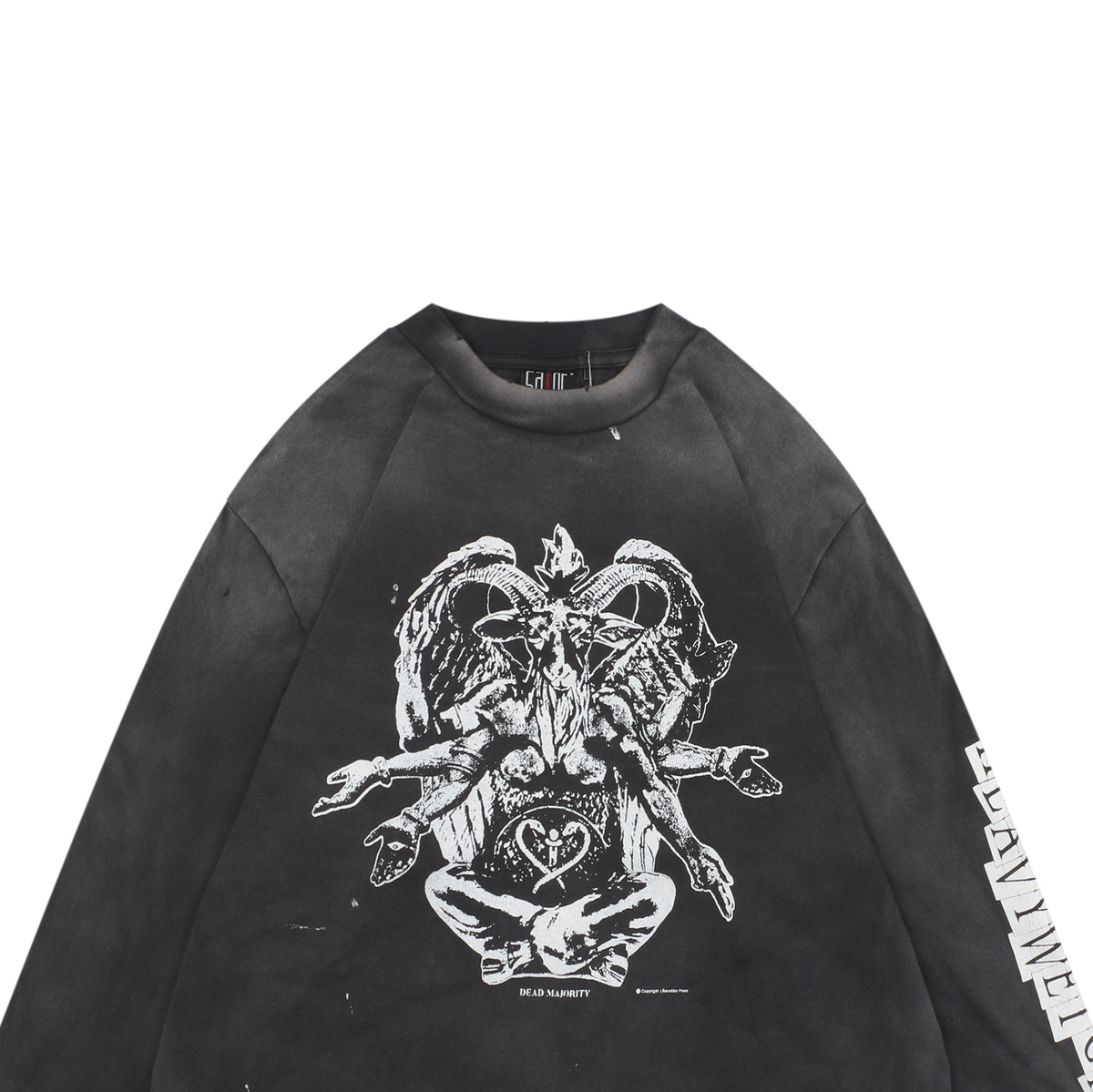 Saint Michael Ram-Headed Demon Print Long-Sleeve Top