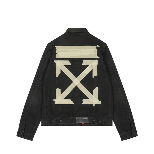 Off-White Yellow Rubber Arrow Print Denim Jacket