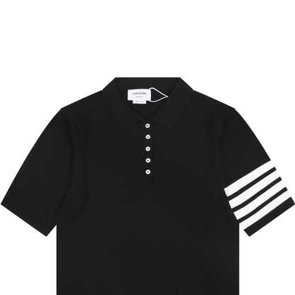 Thom Browne Navy Blue 4-Bar 5-Button Short-Sleeve Polo