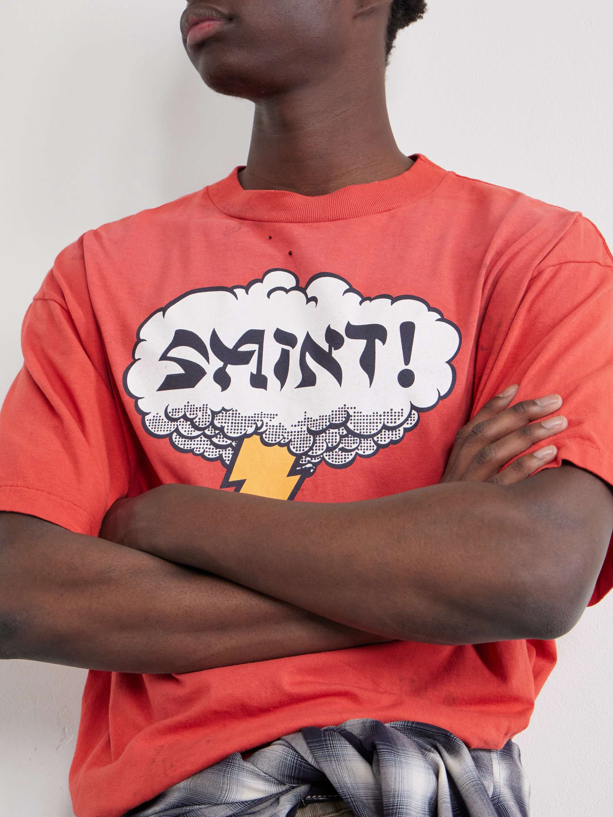 Saint Michael Cloud and Lightning Letter Print Short-Sleeve T-Shirt