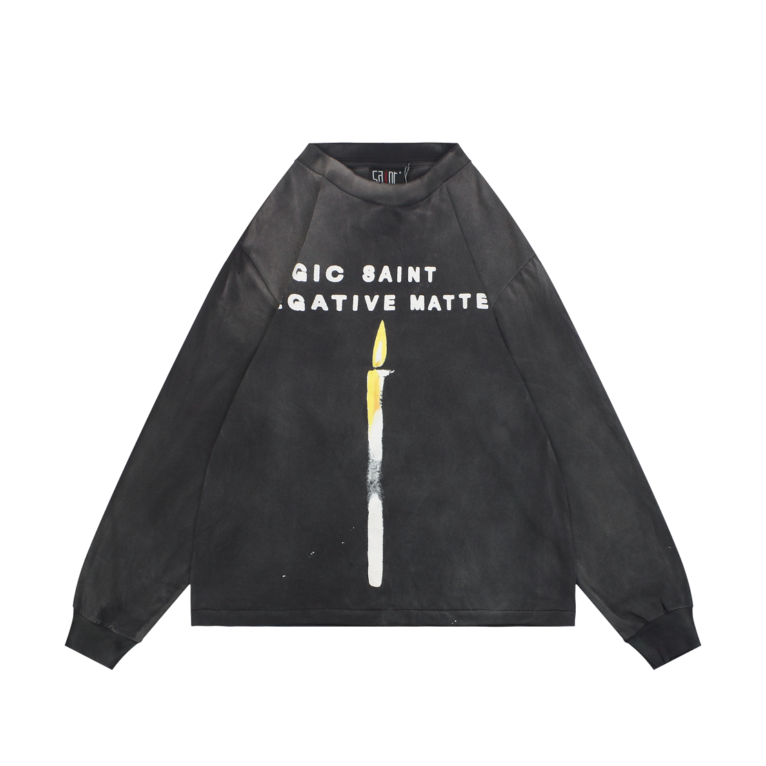 Saint Michael Distressed Candle-Print Long-Sleeve T-Shirt