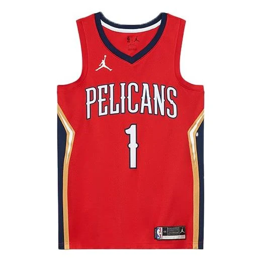 Jordan Brand  New Orleans Pelicans #1 Zion Williamson Swingman Jersey – Red | 2020-21 Statement Edition