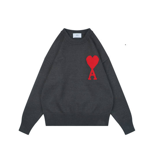 AMI Paris Heart-Jacquard Crew-Neck Sweater