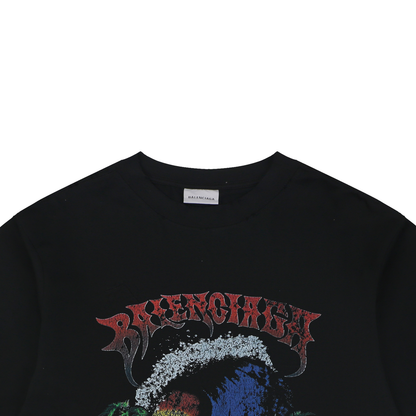 Balenciaga SS26 Vintage Surfer Graphic Knit T-Shirt – Men's