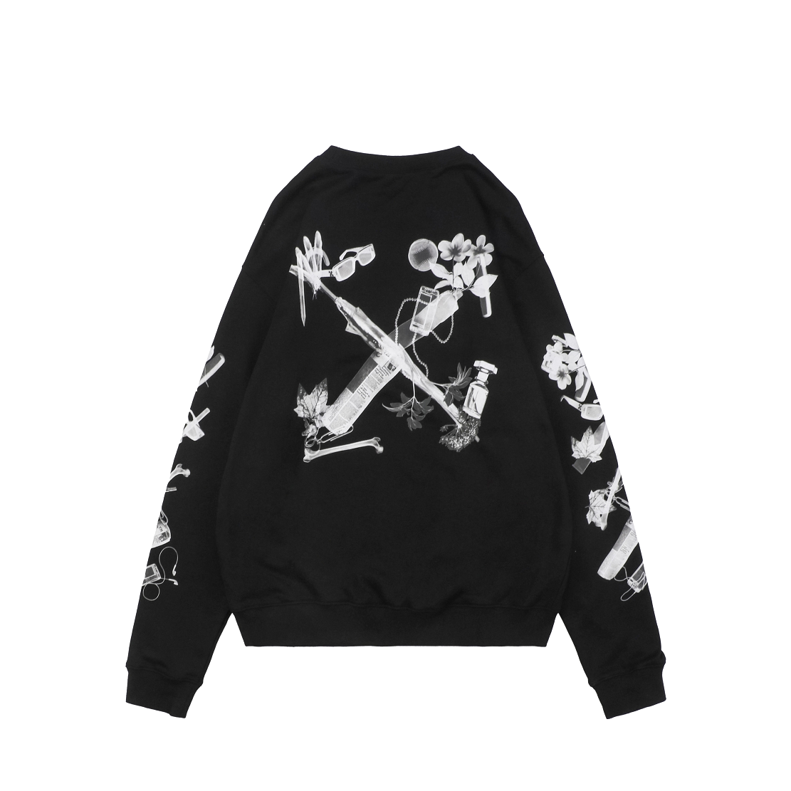 Off-White Digital Headphones Arrow Print Crewneck Sweatshirt – Black | Y2K MP3 Graphic Oversized Streetwear Top
