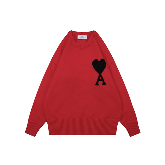 AMI Paris Heart-Jacquard Crew-Neck Sweater