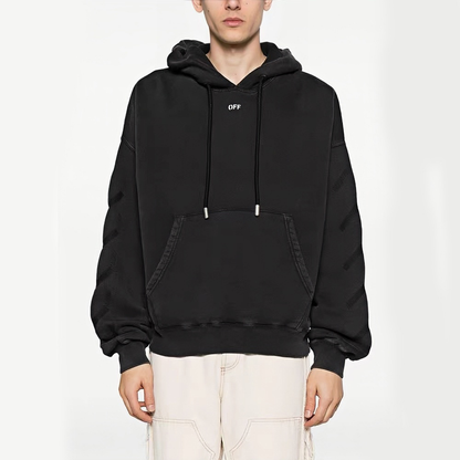 Off-White Saint Matthew & Angel Caravaggio Print Hoodie – Black | Baroque Art Tonal Graphic Oversized Sweatshirt