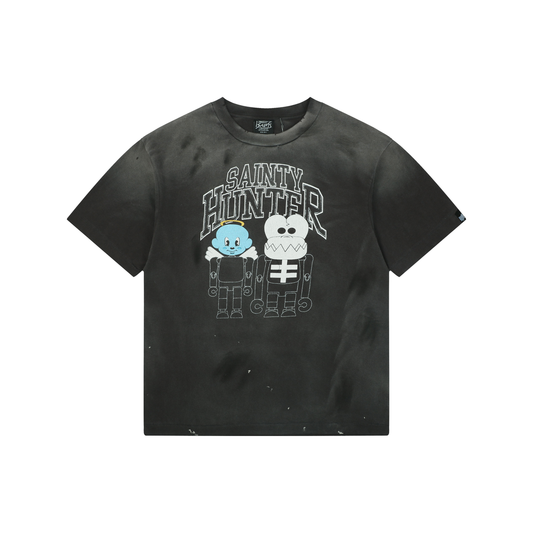 Saint Michael Skull Cherub Print Short-Sleeve T-Shirt