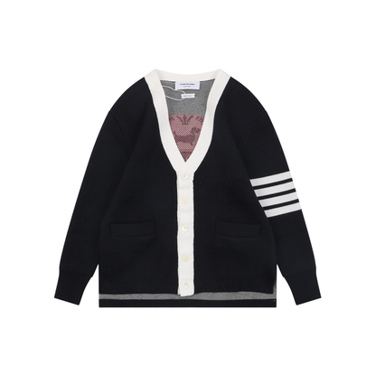 Thom Browne Color-Block Cardigan | Four-Bar Patch