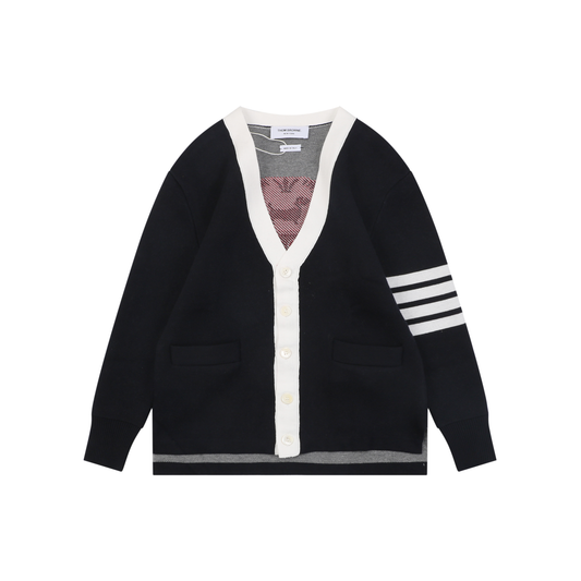 Thom Browne Color-Block Cardigan | Four-Bar Patch