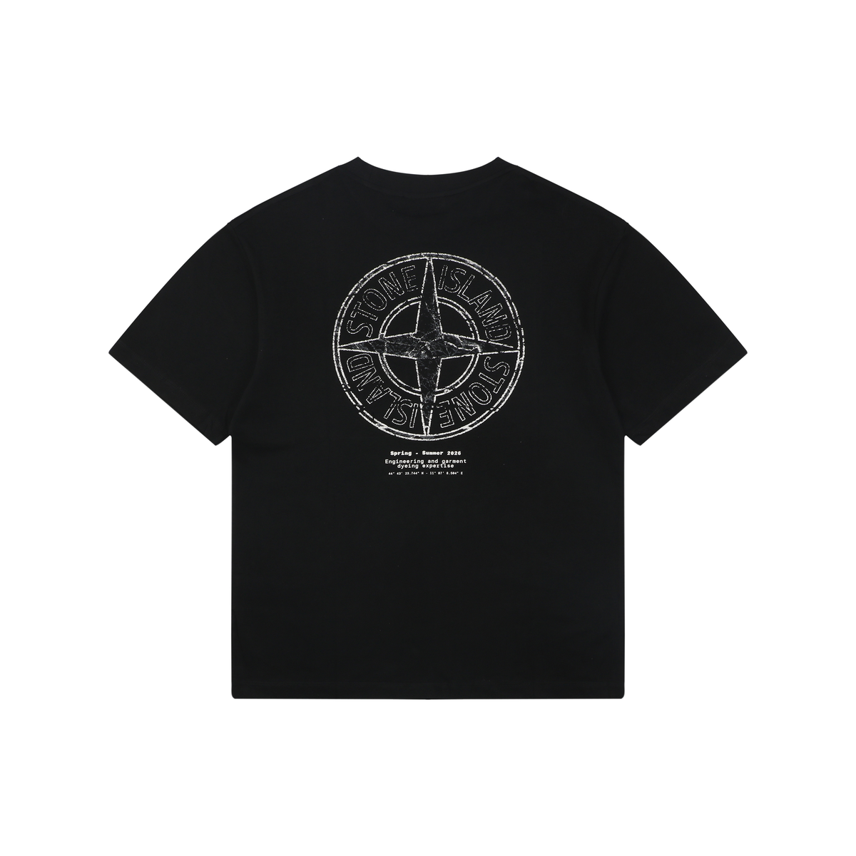 Stone Island Mottled Compass Logo Print T-Shirt | Black