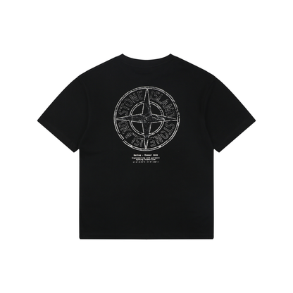 Stone Island Mottled Compass Logo Print T-Shirt | Black