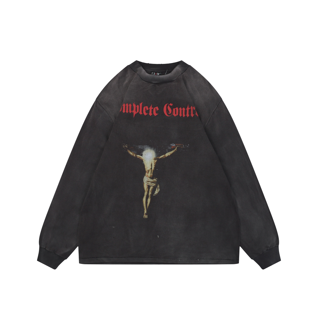 Saint Michael Gun and Crucified Jesus Print Long-Sleeve Tee