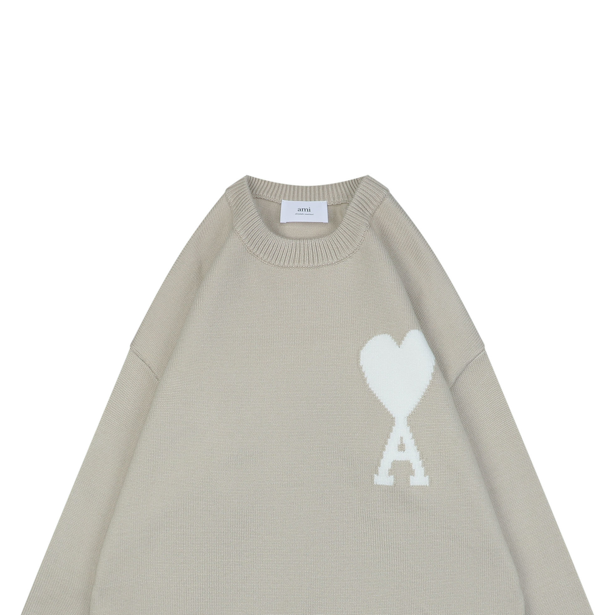 AMI Paris Heart-Jacquard Crew-Neck Sweater | Knit Pullover