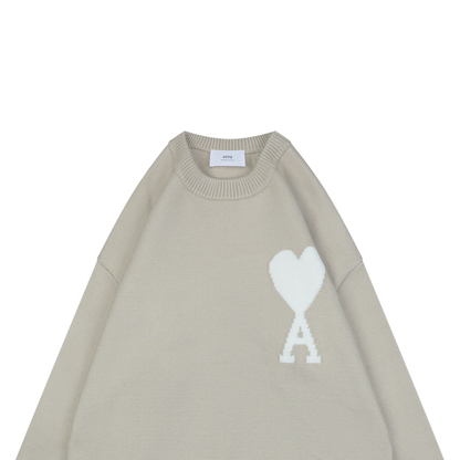 AMI Paris Heart-Jacquard Crew-Neck Sweater | Knit Pullover
