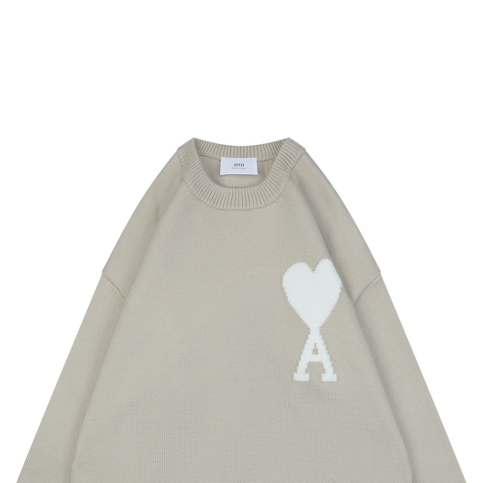 AMI Paris Heart-Jacquard Crew-Neck Sweater | Knit Pullover