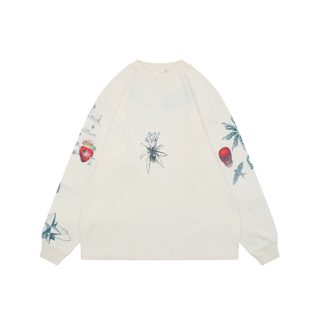 Saint Michael FW25 Tattoo-Print Long-Sleeve Top