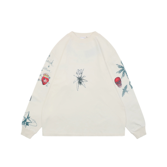 Saint Michael FW25 Tattoo-Print Long-Sleeve Top