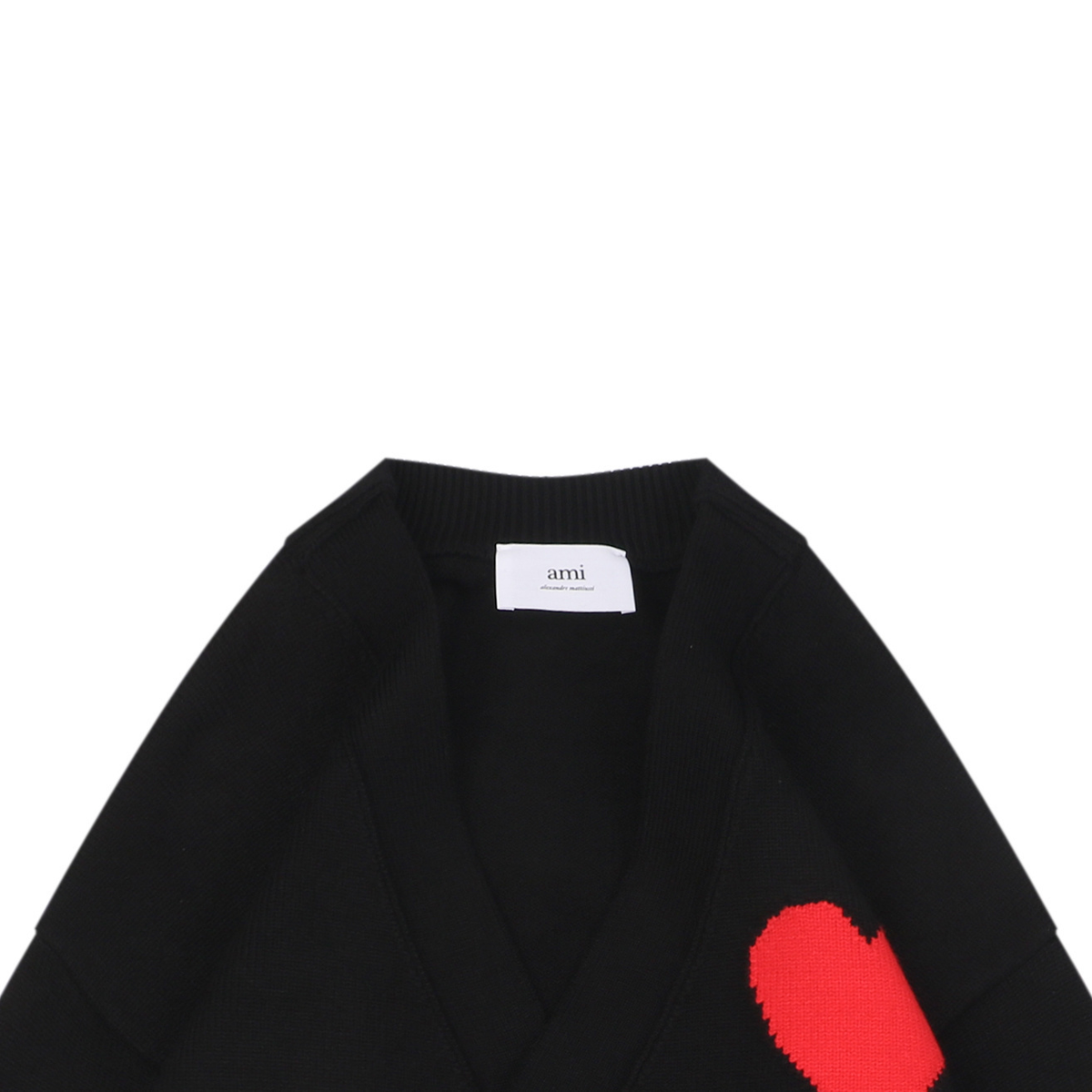 AMI Paris Heart-Jacquard Turtleneck Cardigan | Knit Layer