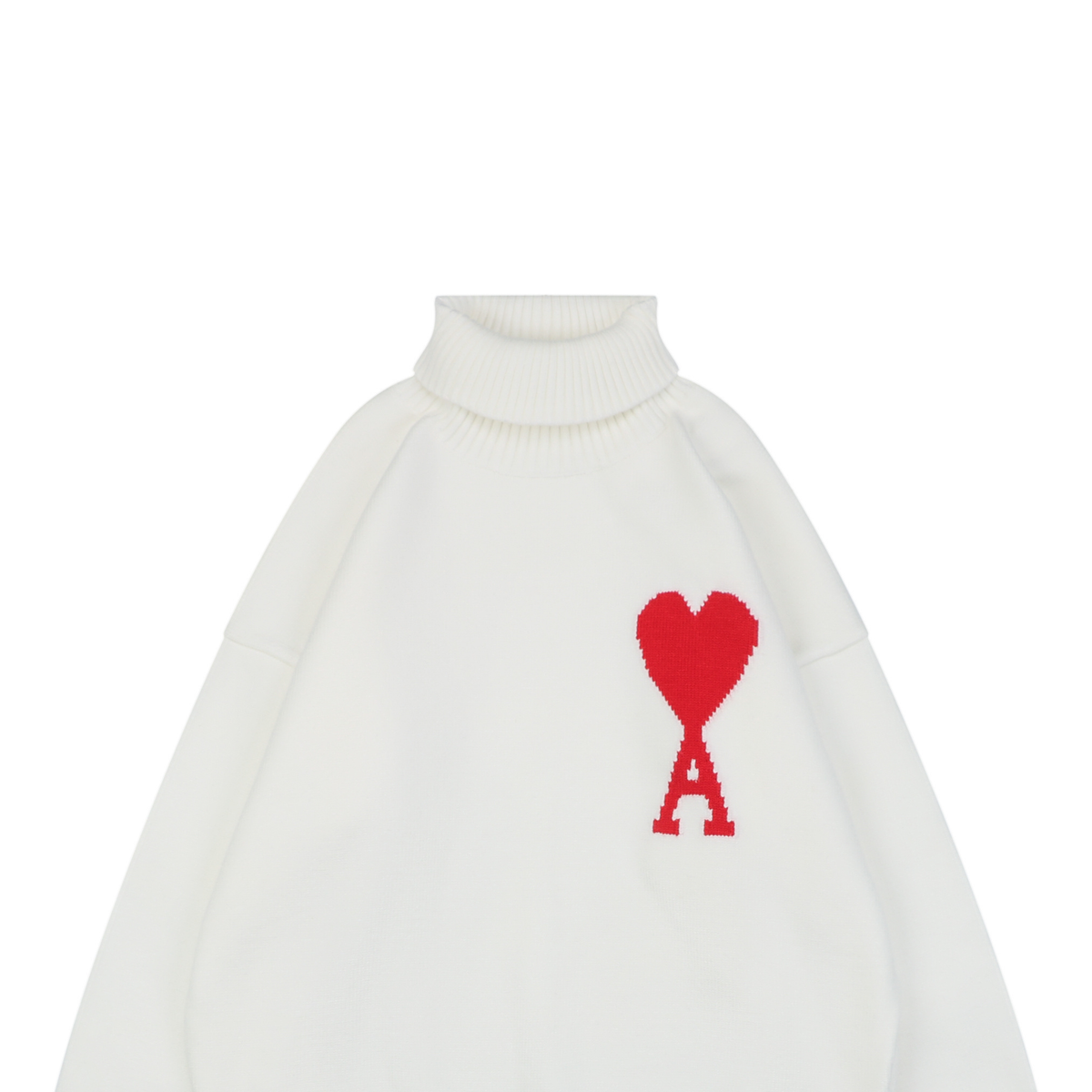 AMI Paris Heart-Jacquard Turtleneck Sweater | Knit Pullover