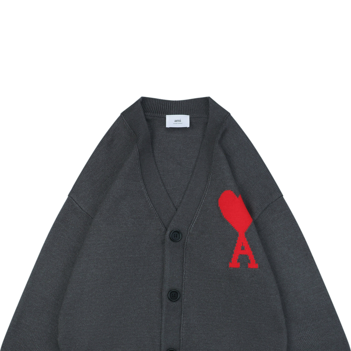 AMI Paris Heart-Jacquard Turtleneck Cardigan | Knit Layer