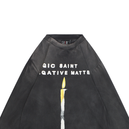 Saint Michael Distressed Candle-Print Long-Sleeve T-Shirt