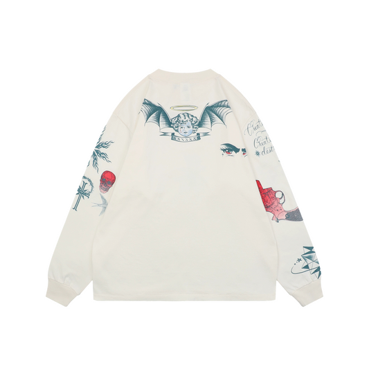 Saint Michael FW25 Tattoo-Print Long-Sleeve Top