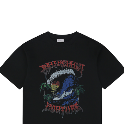 Balenciaga SS26 Vintage Surfer Graphic Knit T-Shirt – Men's